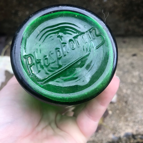 Antique 20s Green Glass Bottle - Picture 2 of 4